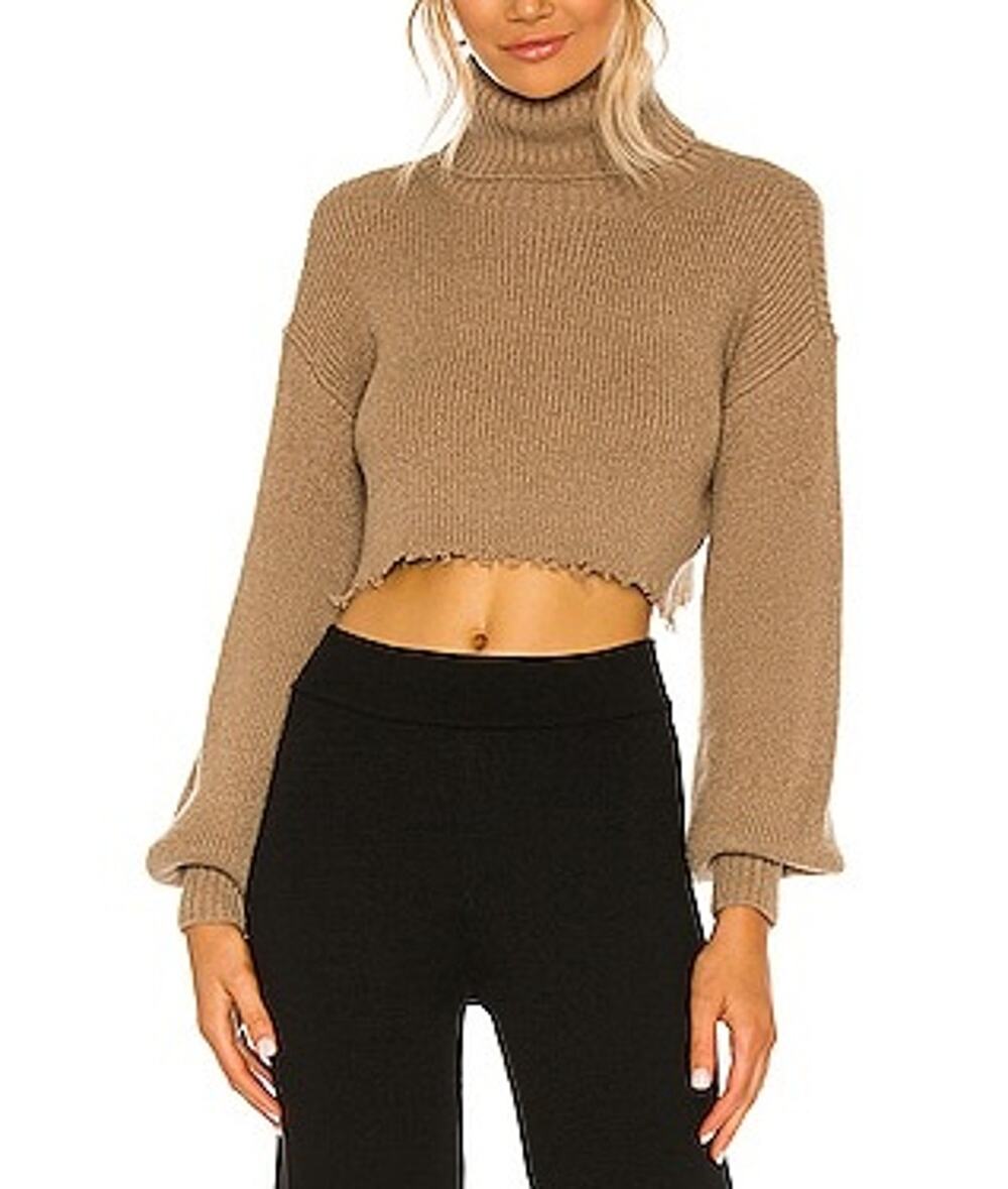 L'Academie Ribbed Tan Lucia Turtleneck Sweater Size XS